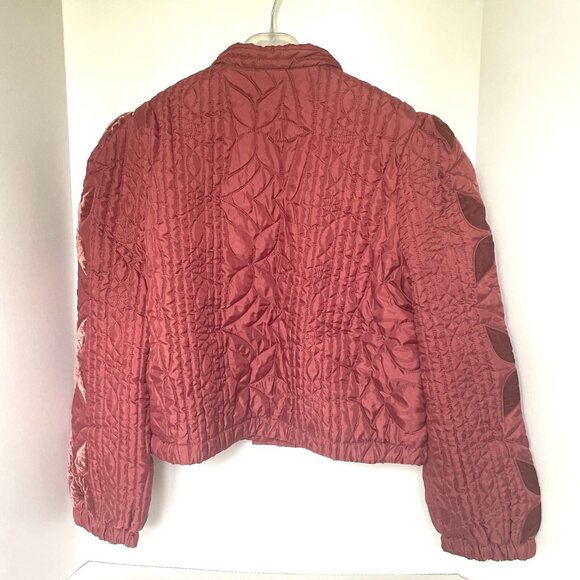 Free People Quinn Quilted Star Appliqué Jacket Cropped Boxy Oversized Rust Marsa - Picture 4 of 15